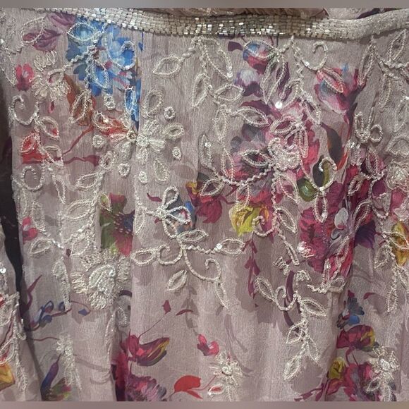 Mac Duggal Floral Embellished Long Sleeve Midi Dress Mauve G1689 - Picture 7 of 11